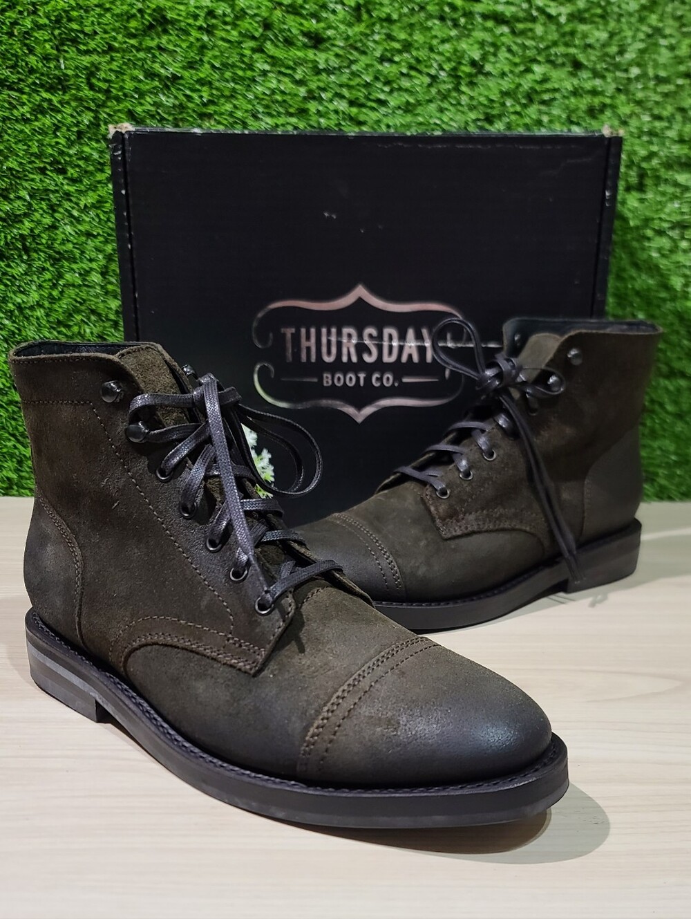 Thursday Boot Company Women's Captain Lace up Boots /Dark Olive Suede US 8.5 NEW